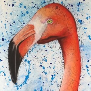 Flamingo Mixed Media Painting By Anne Bardsley