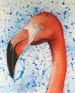 Flamingo Mixed Media Painting By Anne Bardsley