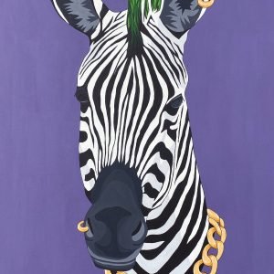 Funkiest Zebra Acrylic Painting By Anne Bardsley