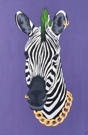 Funkiest Zebra Acrylic Painting By Anne Bardsley