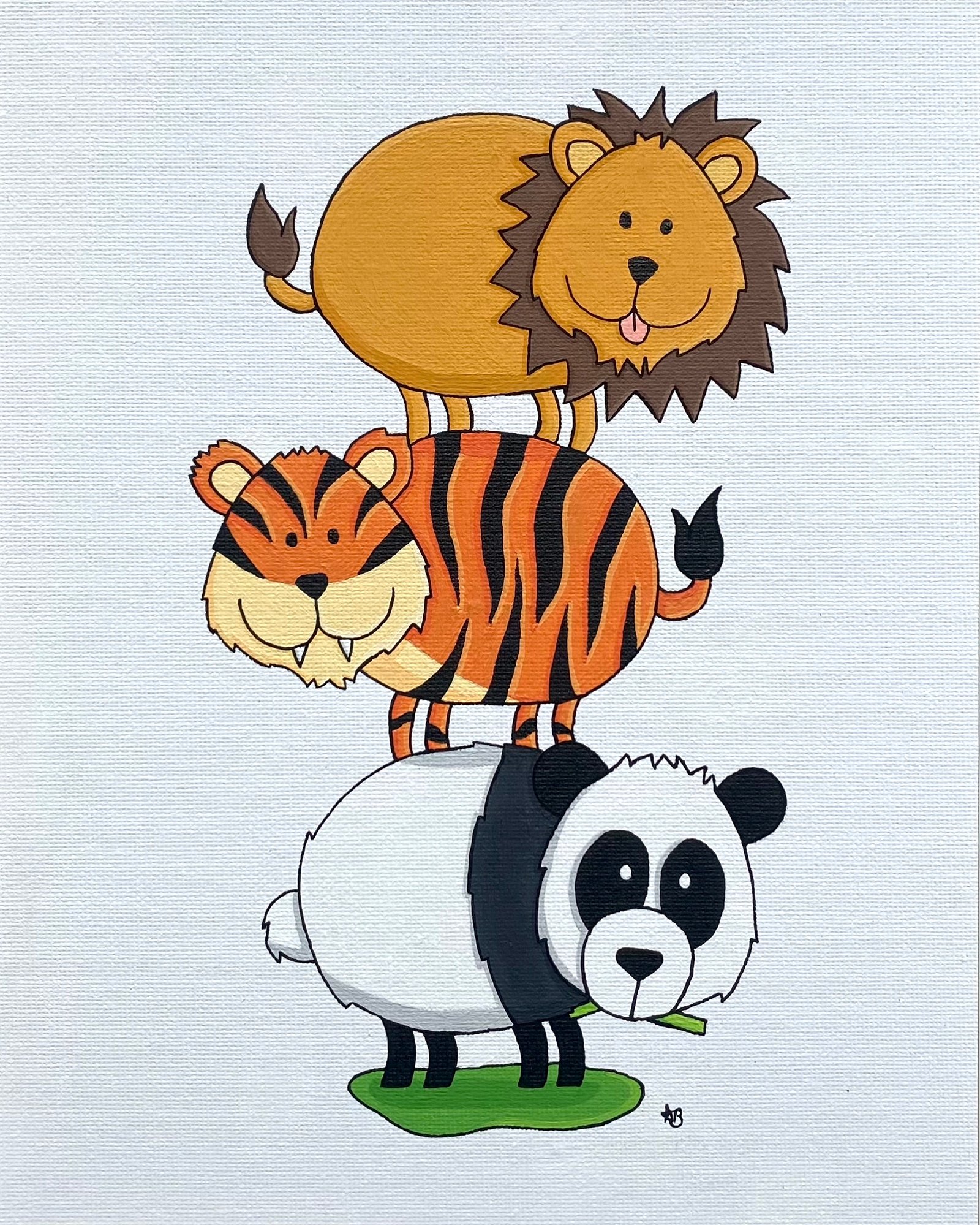 Lions And Tigers And Bears Acrylic Painting By Anne Bardsley