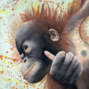 Orangutanya Mixed Media Painting By Anne Bardsley