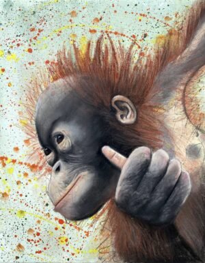 Orangutanya Mixed Media Painting By Anne Bardsley