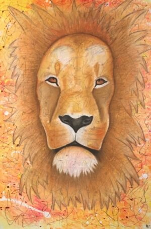 The Lion Who Would Be King Mixed Media Painting By Anne Bardsley