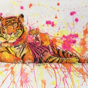 Tiger Tiger Burning Bright Mixed Media Painting By Anne Bardsley