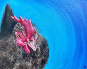 Resting Chicken Face Oil Painting By Anne Bardsley