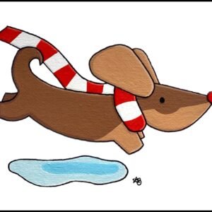 Dachshund Through The Snow Scarf Print By Anne Bardsley