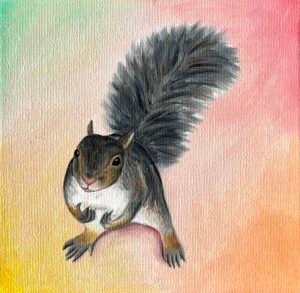 Got Any Nuts For Me? Oil Painting By Anne Bardsley