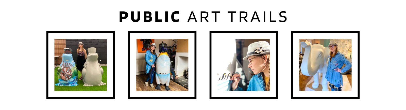 Anne Bardsley Public Art Trails Featuring Framed Photos Of Anne Bardsley With Sculptures From Art Trails