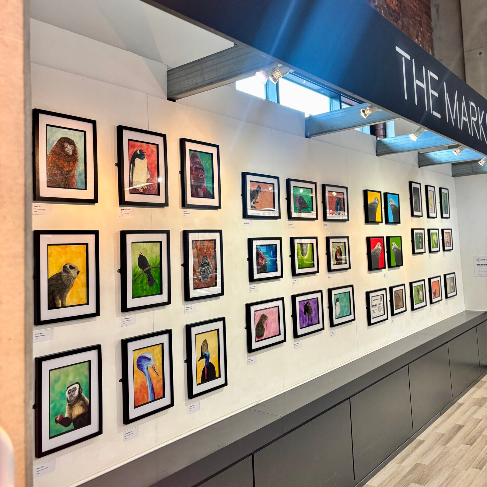 Anne Bardsley Art Wild Reflections Exhibition Feb 2026 Showing A Wall Of Framed Paintings 