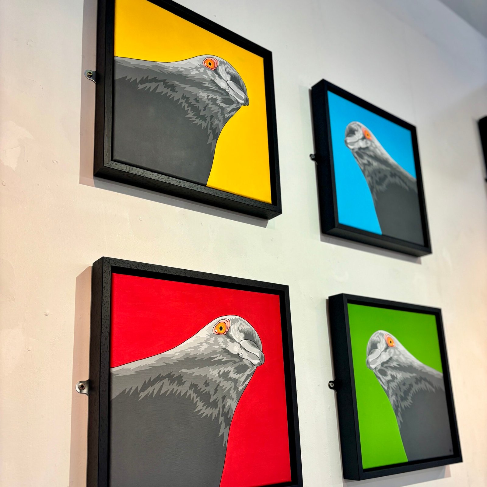 Anne Bardsley Art Wild Reflections Exhibition Feb 2026 Showing Close Up Of Pigeon Party Painting